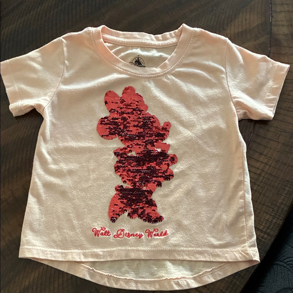 ✨Disney Kids Light Pink T-Shirt with Flip Sequin Design
